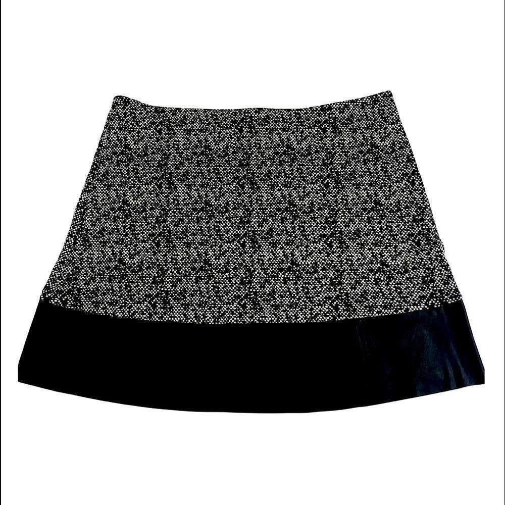 Michael Michael Kors Skirt Black White Print Faux Leather Hem Side Zipper XXL